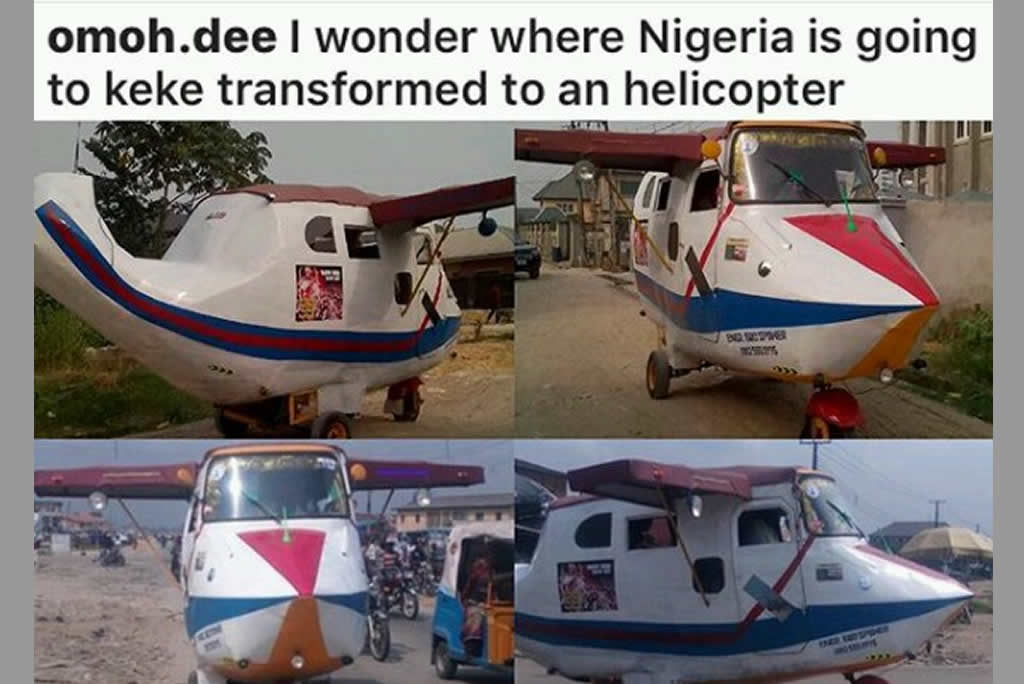 nigerian man transforms keke into helicopter