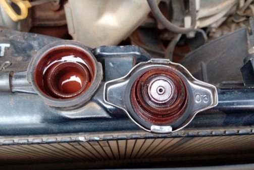 radiator cap on a radiator