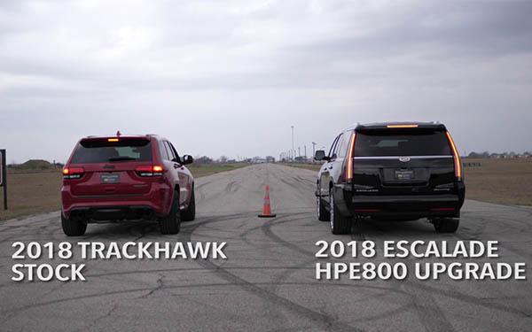 707 hp jeep trackhawk vs 800 hp cadillac escalade