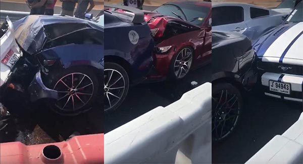  Media docena de Ford Mustang chocan entre sí en Dubái