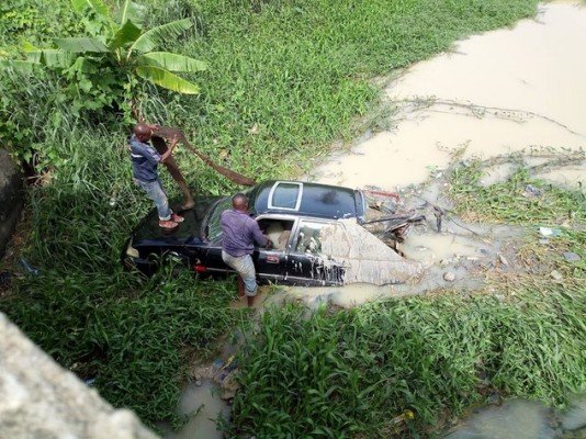 car fell into stream