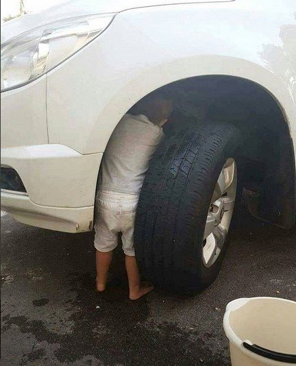 kids under car