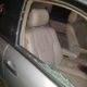 bashed car by traffic robbers