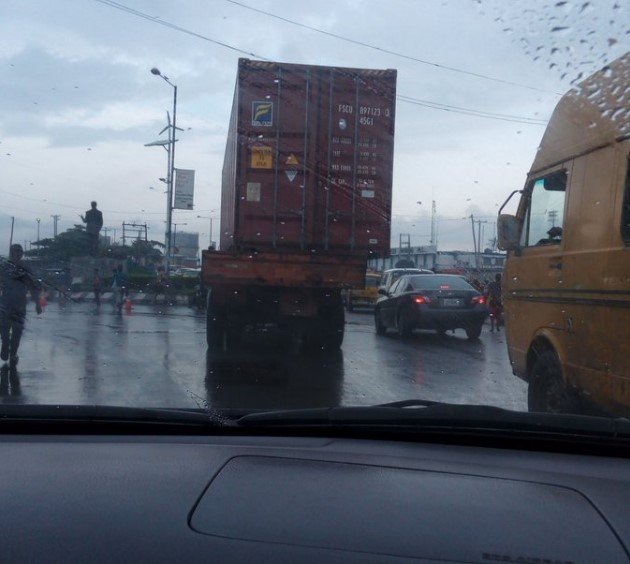 dangerous trailer with container