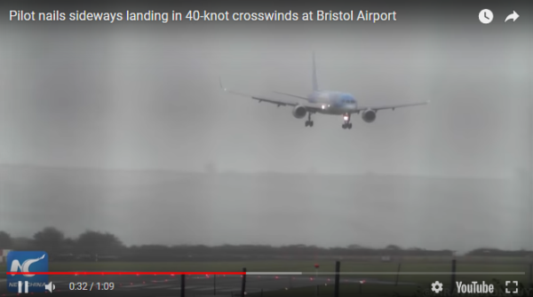 pilot sideways airplane landing