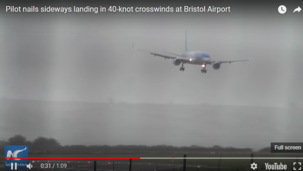 pilot sideways airplane landing