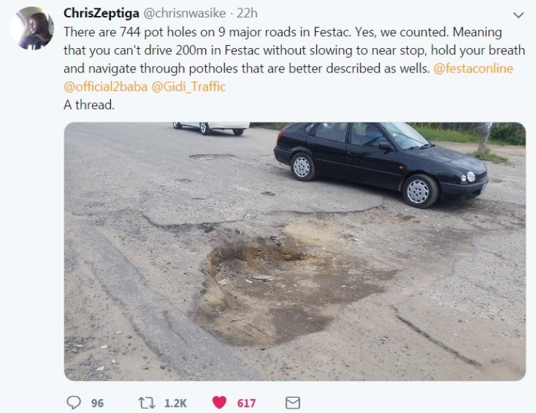 festac road revealed by twitter user