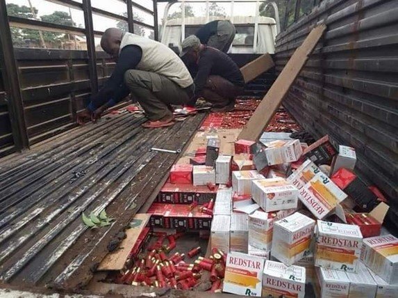 nigerian police truck loaded with live catridge