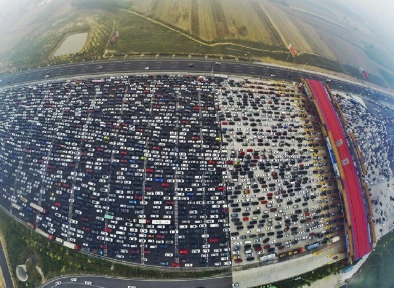 50 lane traffic jam china