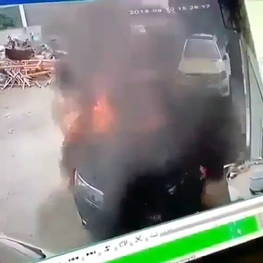 man toyota corolla fire