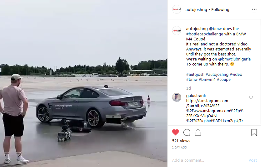 bottle cap challenge by bmw