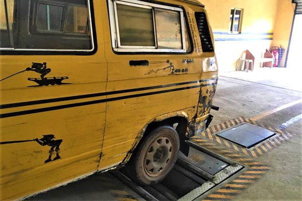 Danfo Bus Undergoing Computerized Vehicle Inspection