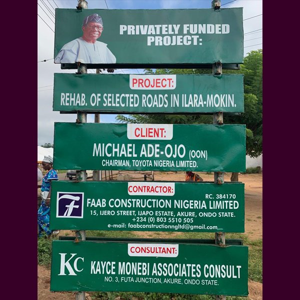  6-KM road network constructed in by the Chairman of Toyota Nigeria Ltd, Michael Ade-Ojo.