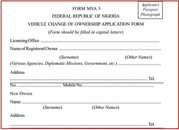 Form To Transfer Ownership Of Vehicle