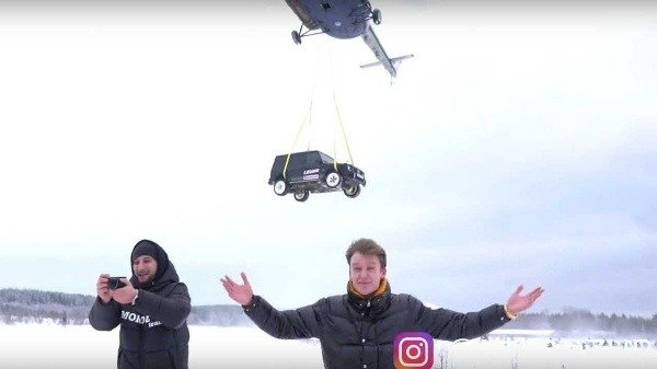 Russian-blogger-Mercedes-amg-G63-helicopter