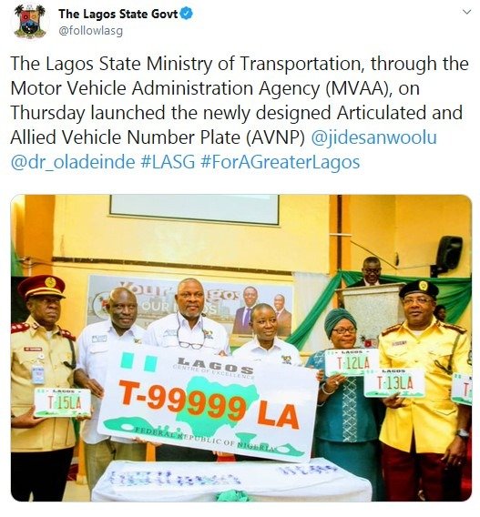 lagos articulated number plate