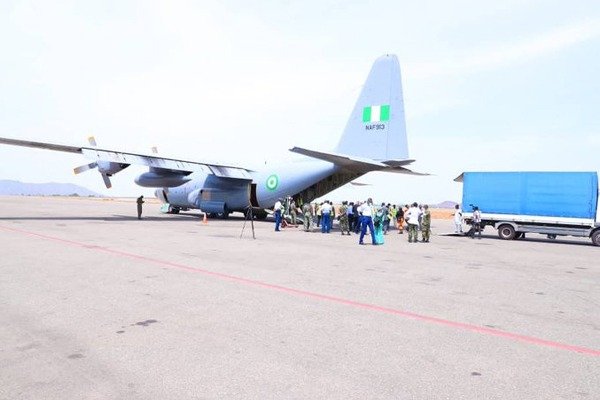 Nigerian air-force airlifted a consignment of medical equipment from the Jack Ma Foundation and Alibaba Foundations from Lagos to Abuja autojosh