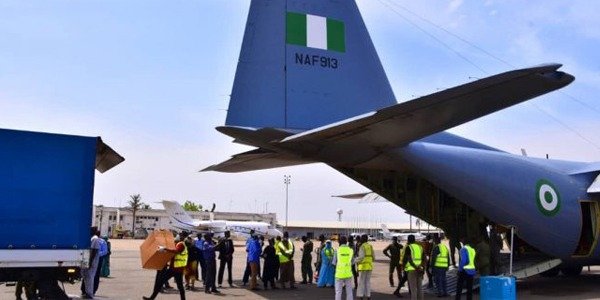 Nigerian air-force airlifted a consignment of medical equipment from the Jack Ma Foundation and Alibaba Foundations from Lagos to Abuja autojosh