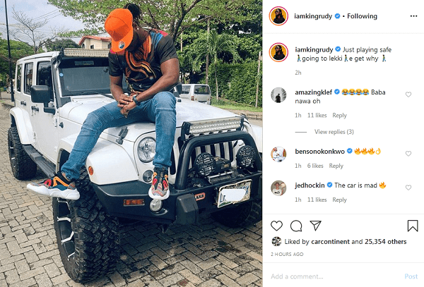 King Rudy Of Former P-square Shows Off The Jeep Wrangler Rubicon SUV He'll  Use To Face Lekki Flood Page 1 of 0 -