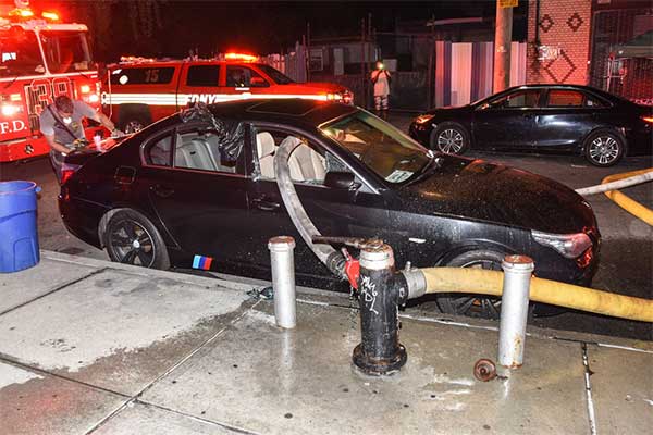 Firefighters Smash Windows Of A BMW Parked In Front Of Fire Hydrant