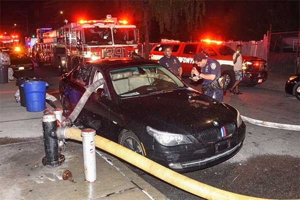 Firefighters Smash Windows Of A BMW Parked In Front Of Fire Hydrant