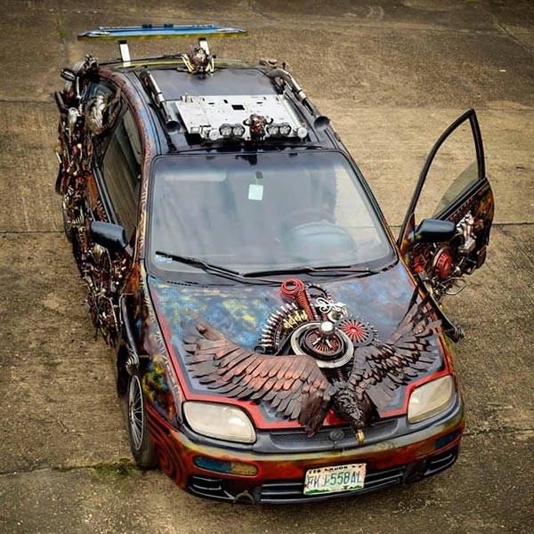 Nigerian, Oladele Ogbeyemi Converts Mazda 323 Into Metal Art