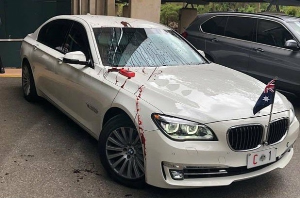 Australian Prime Minister car vandalised by protesters-autojosh