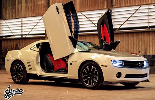 Kaduna Based Arewa Garage Pimps Chevrolet Camaro With Lamborghini Doors And Diamond Stitched Red Leather Interior 