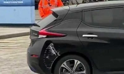 Pep Guardiola arrives for Man City Vs Arsenal clash in a dented electric Nissan Leaf-autojosh