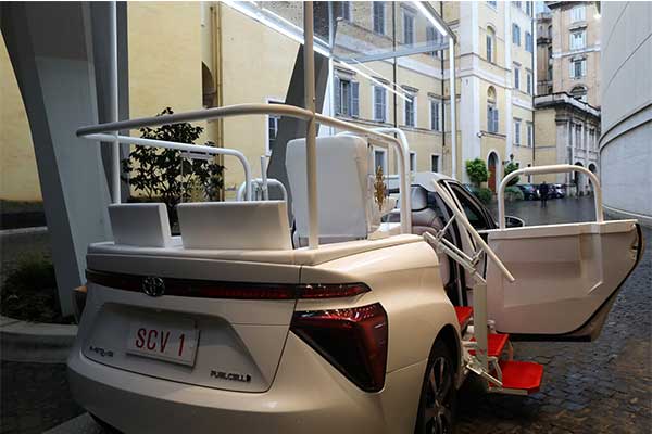 Pope Francis Gifted With A Customized Toyota Mirai Popemobile