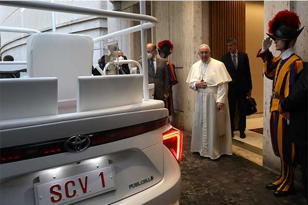 Pope Francis Gifted With A Customized Toyota Mirai Popemobile