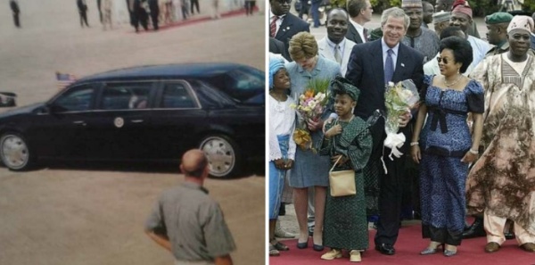 Throwback 2003 : US President George W Bush Rolls Armoured Cadillac DeVille Limo Into Nigeria - autojosh