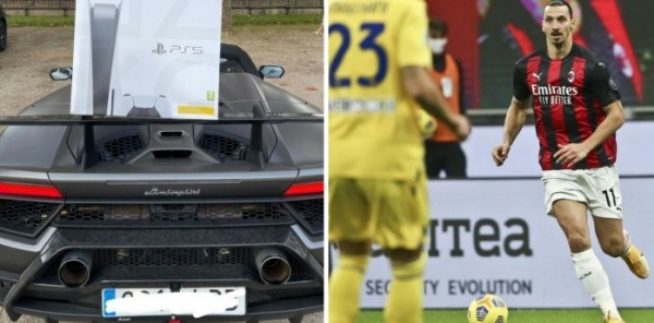 AC Milan Striker Castillejo Gets PS5 Xmas Gift From Zlatan Ibrahimovic, Flaunts It On His Lamborghini - autojosh