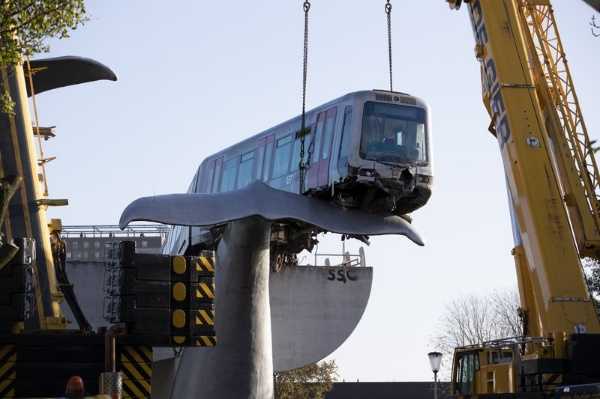 Whale Statue Saved Crashed Train From Falling 30-Feet To The Ground - autojosh 