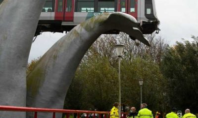 Whale Statue Saved Crashed Train From Falling 30-Feet To The Ground - autojosh