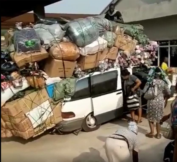 overloaded family car