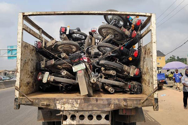 Lagos Taskforce Seizes 130 Motorcycles Operating In Restricted Areas - autojosh 