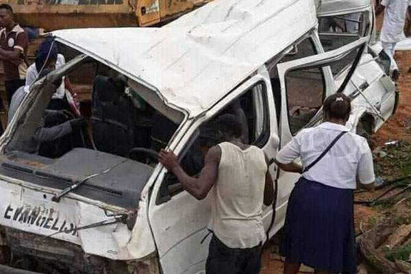 Two Feared Dead After An 18-seater Church Bus Crashes Into Bulldozer In Akwa Ibom - autojosh 