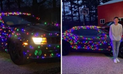 Teenager Turned Heads After Decking His Chevrolet Camaro With Christmas Lights - autojosh