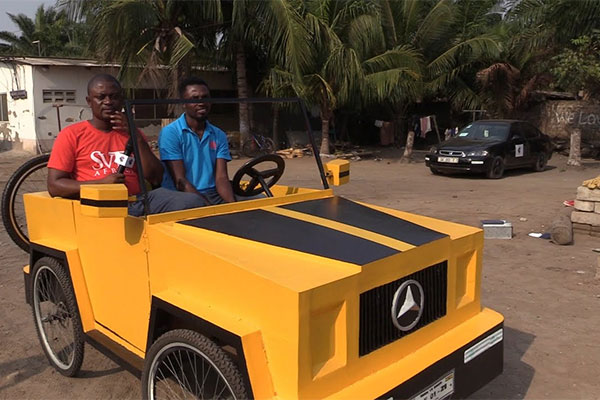 Pedal Car, Ghanaian Flaunts His Wooden Pedal Powered Two-seat Quadricycle - autojosh