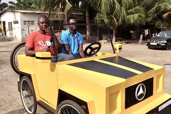 Pedal Car, Ghanaian Flaunts His Wooden Pedal Powered Two-seat Quadricycle - autojosh 