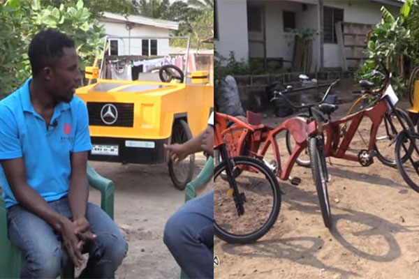 Pedal Car, Ghanaian Flaunts His Wooden Pedal Powered Two-seat Quadricycle - autojosh 