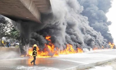 FG Warns Against Using Lagos Airport Road Flyover Bridge Weakened By Tanker Explosion - autojosh