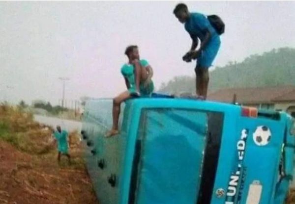 Ekiti United Team Bus Involved In Lone Accident - autojosh 