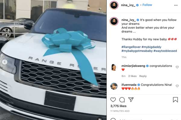 Former BBN Star Nina Ivy Gets Range Rover Gift From Husband