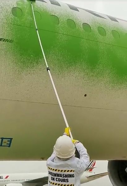 Breaking: Protesters Vandalize Air France 777 Aircraft With Green Paints At Paris Airport - autojosh 