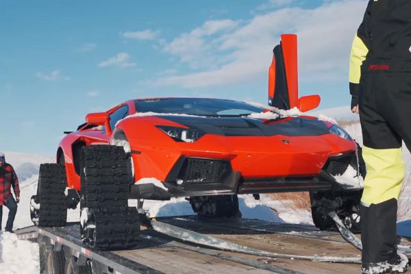 Snowmobile : Watch World’s First Lamborghini On Tracks Conquer The Snow - autojosh 