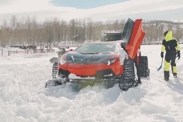 Snowmobile : Watch World’s First Lamborghini On Tracks Conquer The Snow - autojosh 