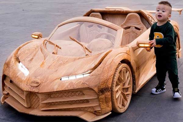 car made out of wood