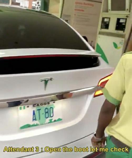 234Drive Pranks Petrol Attendants By Trying To Fuel Electric Tesla Model X At Filling Station In Lagos - autojosh 